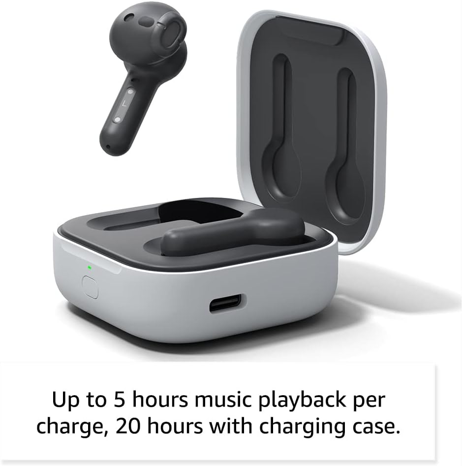 Echo Buds (newest model), True Wireless Bluetooth 5.2 Earbuds with Alexa, audio personalization, multipoint, 20H battery with charging case, fast charging, sweat resistant, Black