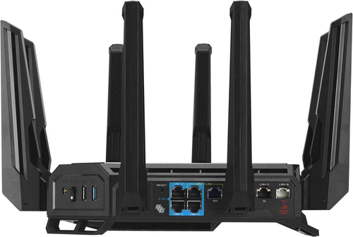 ASUS ROG Rapture GT-BE98 PRO First Quad-Band WiFi 7 Gaming Router supports 320MHz, Dual 10G Port, Triple-level Game Acceleration, Mobile Game Mode, Subscription-Free Security, AiMesh, and VPN features